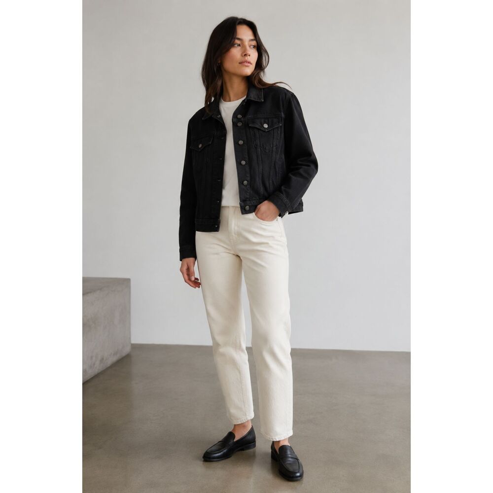 Everlane Black Denim Button Up Jacket Coat   Women's Size Medium